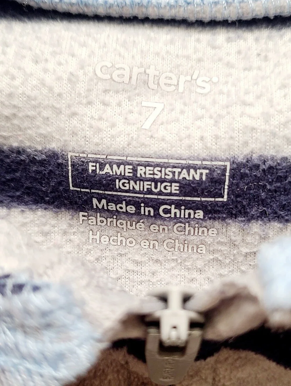 Carter's One-Piece Zip Fleece Footed Pajamas Striped Gray/Blue Size 7 Monster